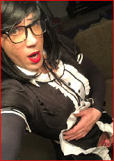 Slutty sissy maid Michelle reveals her caged clit