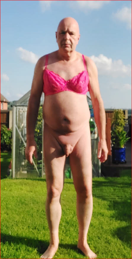 Failed sissy husband Malcom Carter naked except for pink bra