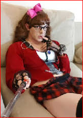 Sissy slut Roxy in schoolgirl uniform