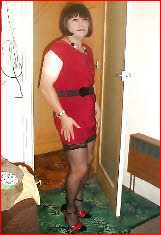 Limp-dicked sissy slut Chantelle in red dress