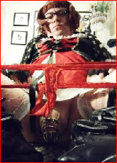 Manchester sissy Jenny with caged dick out on show