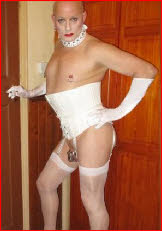 Sissy Richard posing like a teapot with little caged cock out