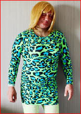 Exposed sissy slut Danielle in lime green dress