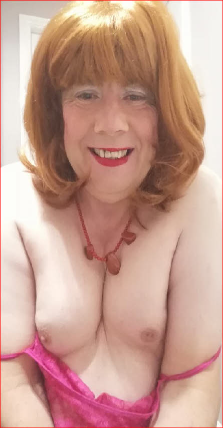 Gay sissy Davina reveals his bare boobs