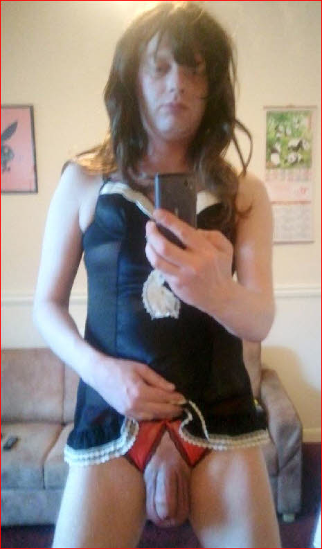 North Wales sissy slut Kathryn exposes limp cock in lingerie