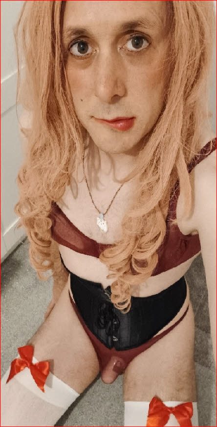 Broken sissy loser Alicia exposed in bra and see-through knickers