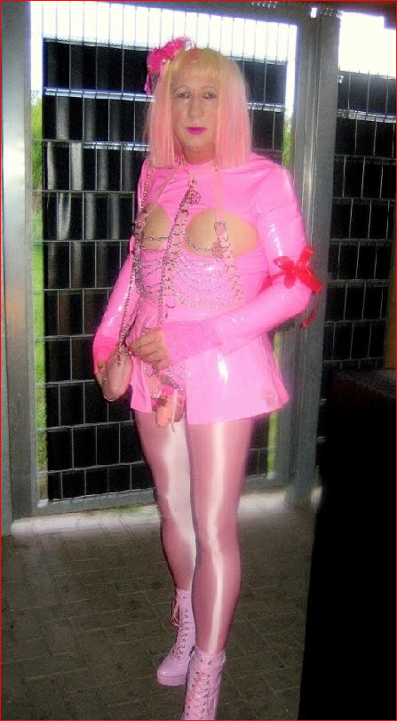 German submissive sissy maid Carolin dressed from head-to-toe in pink