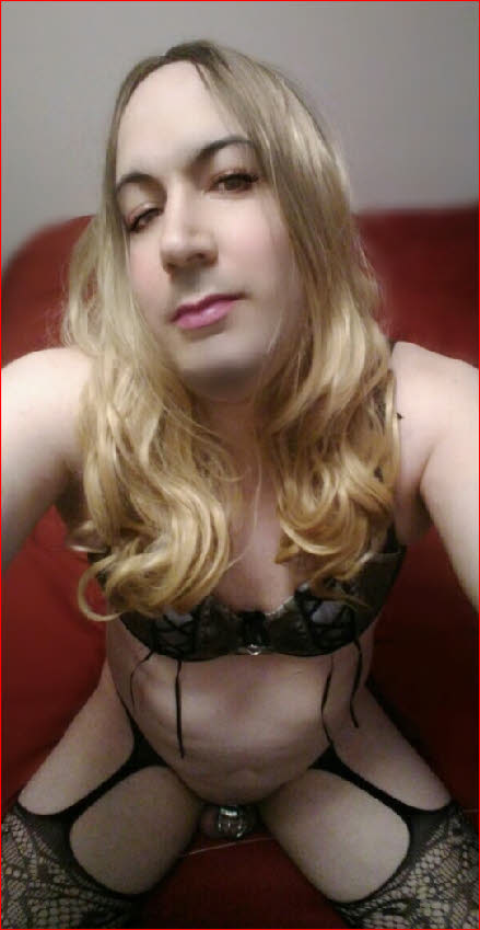 Canadian sissy Brandi displays tiny locked cock