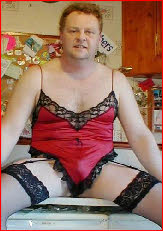 Cocksucking sissy whore Jeffrey in red lingerie
